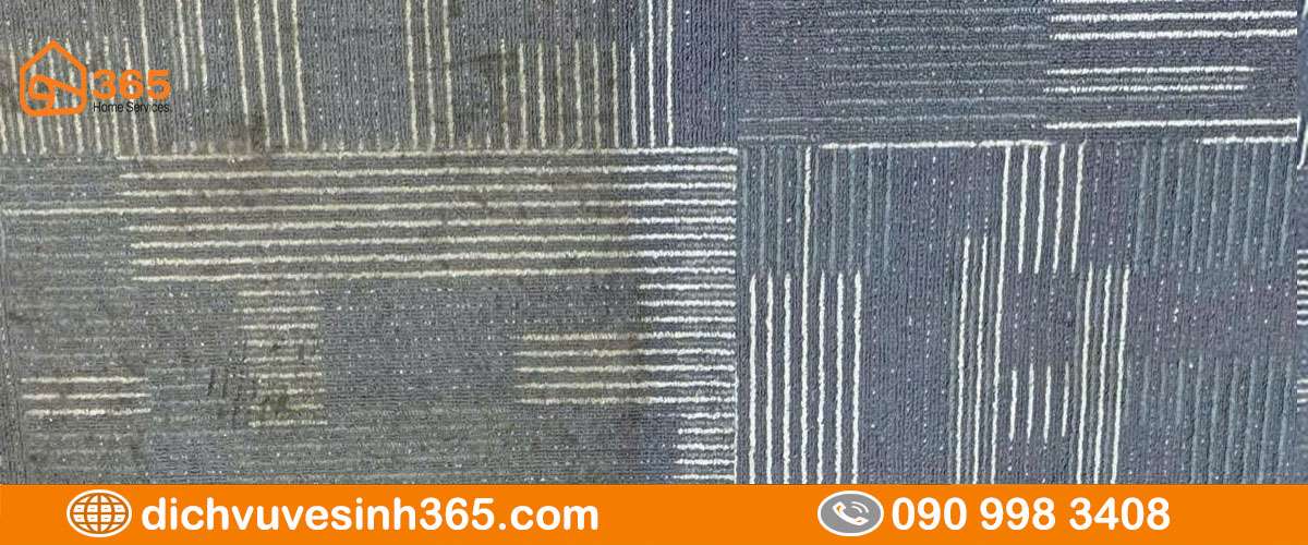 Trước và sau khi giặt thảm văn phòng nhiều bụi bẩn