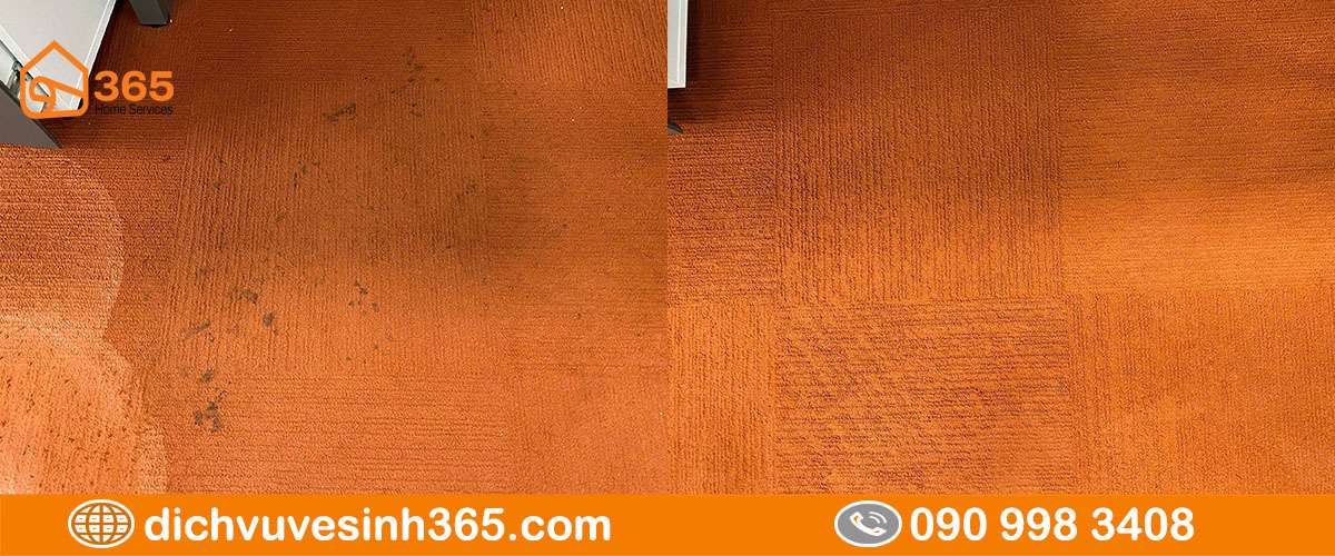 Thảm văn phòng trước và sau khi giặt sạch bằng máy công nghiệp