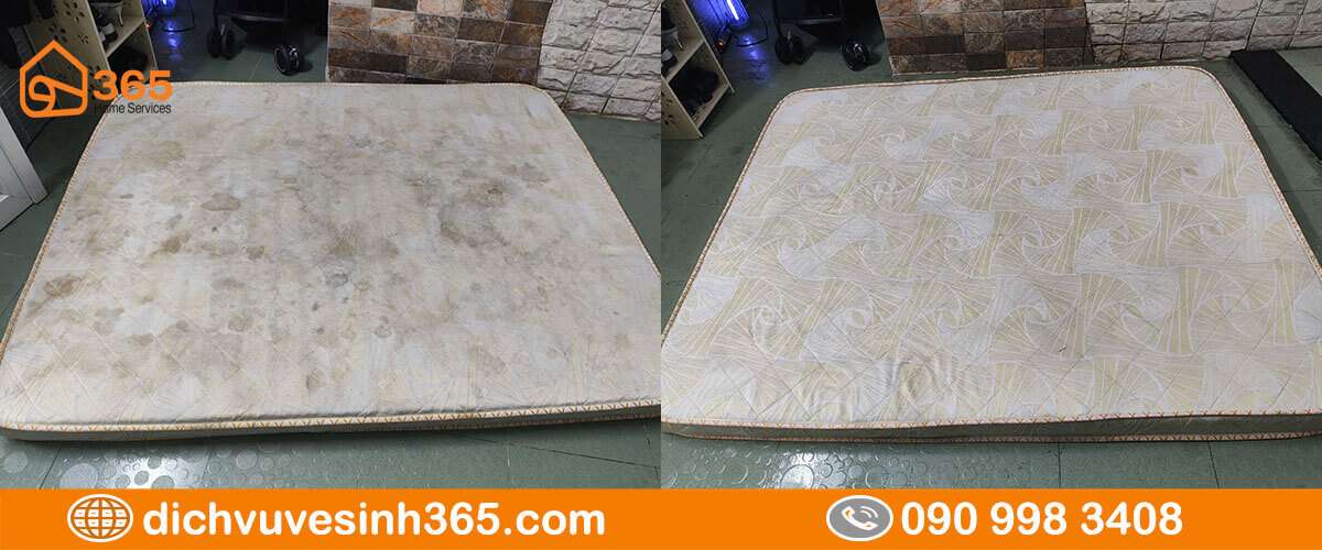Nệm foam bẩn trước và sau giặt sạch