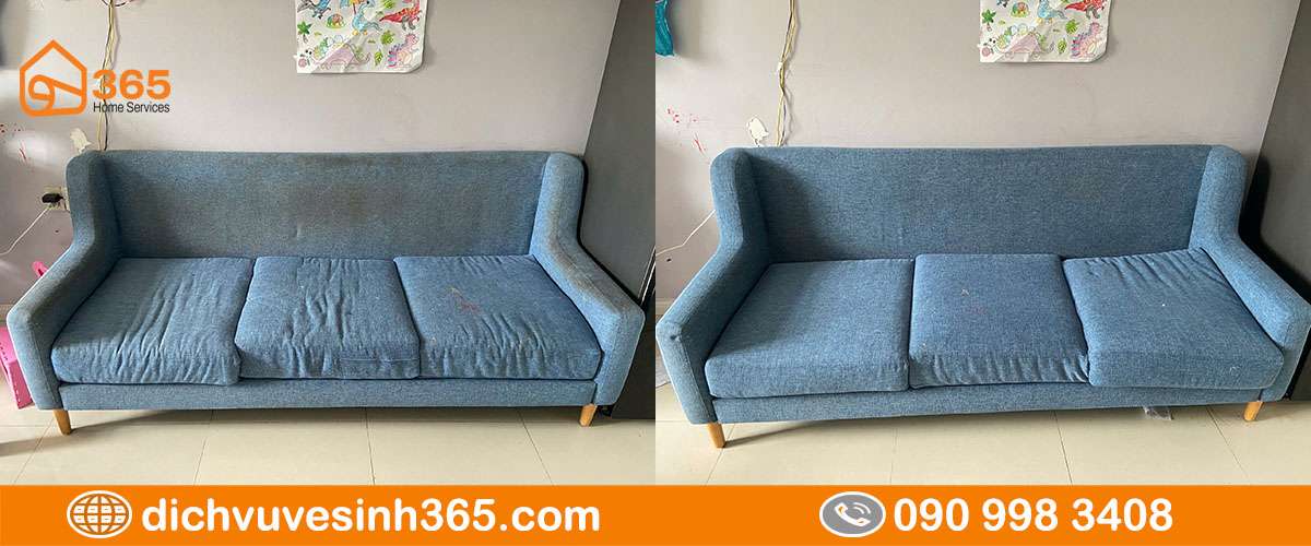 Sofa bị nấm mốc trước sau giặt