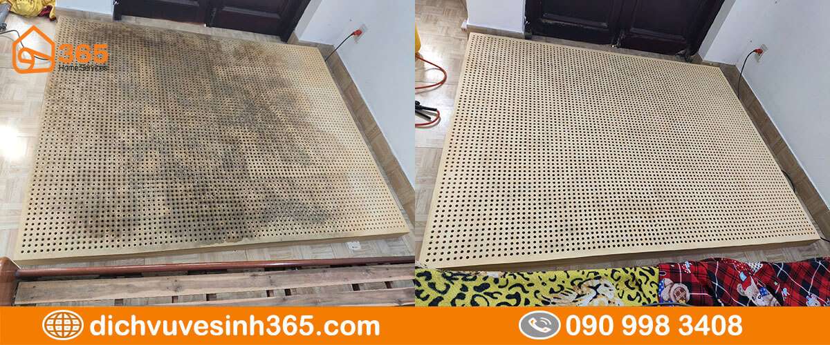 Nệm bẩn được mài sạch – hình ảnh trước sau