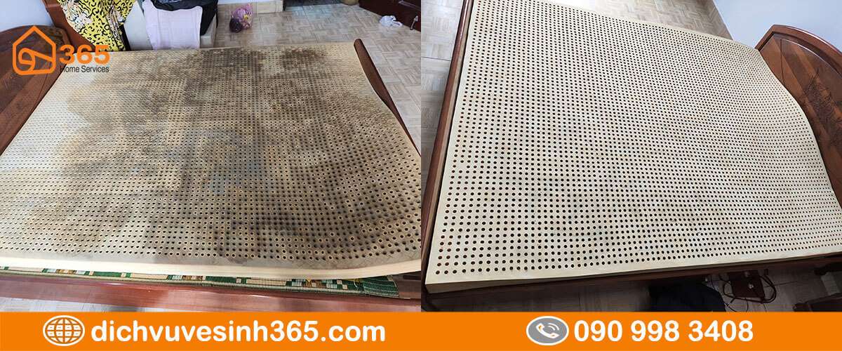Nệm bị ố vàng trước sau khi mài