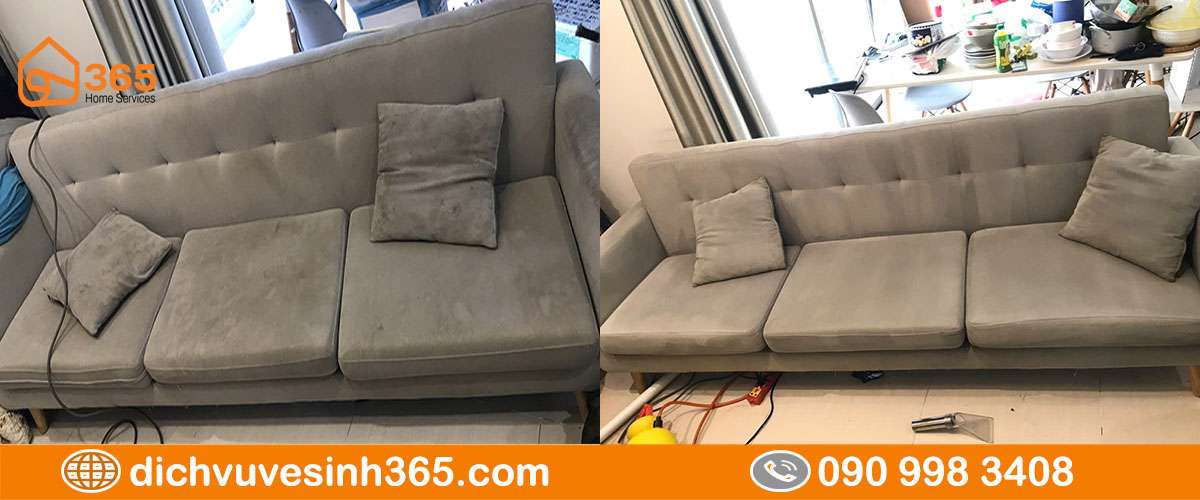 Sofa phòng khách sáng mới trước sau giặt