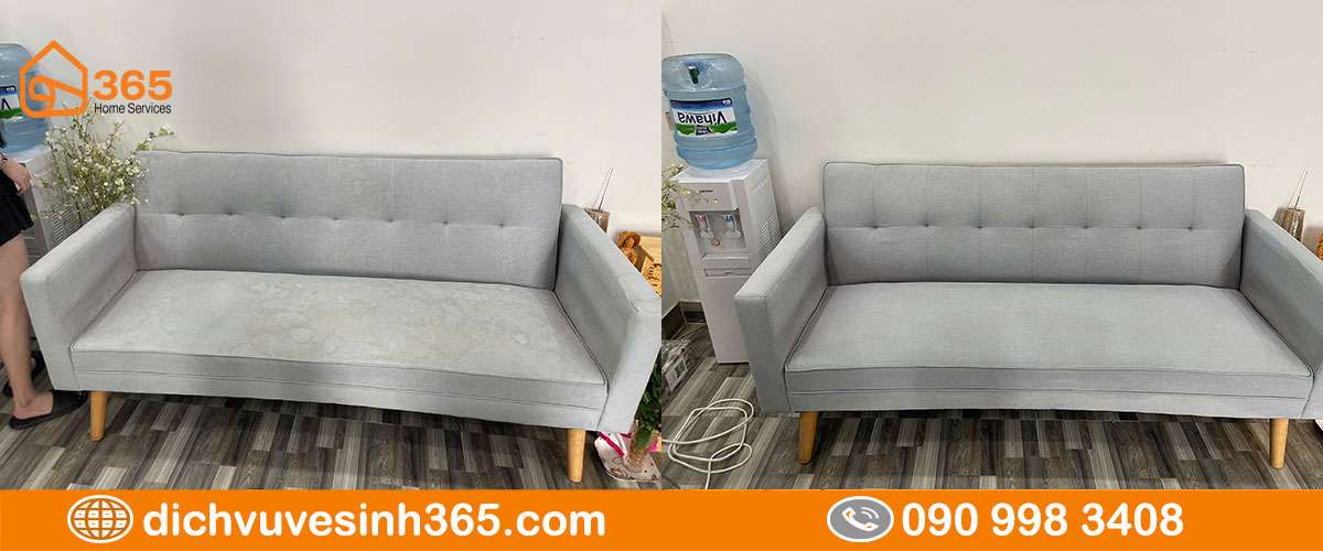 Sofa bám bụi trước và sau giặt