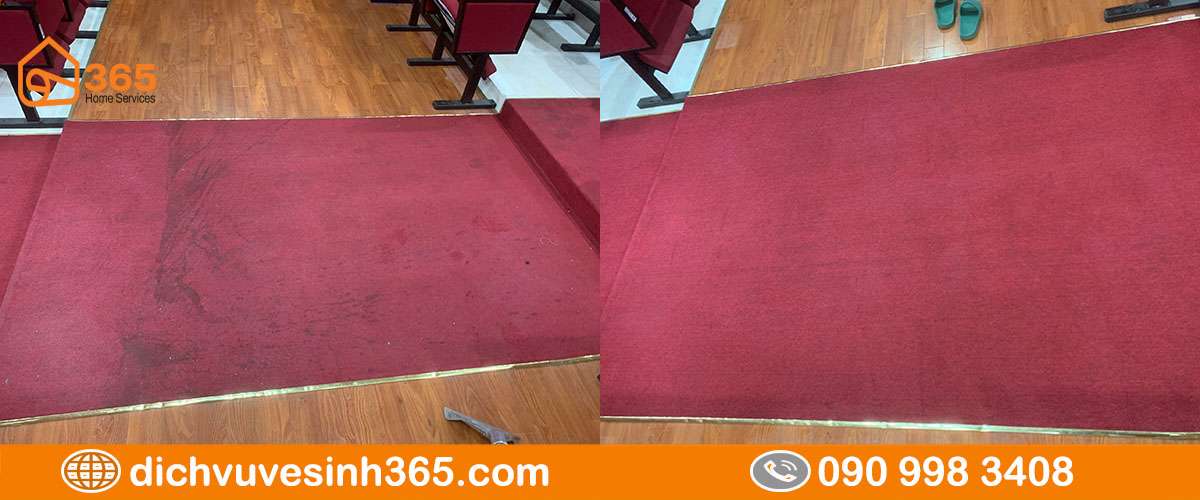 Thảm trang trí trước và sau khi giặt sạch bằng dung dịch chuyên dụng