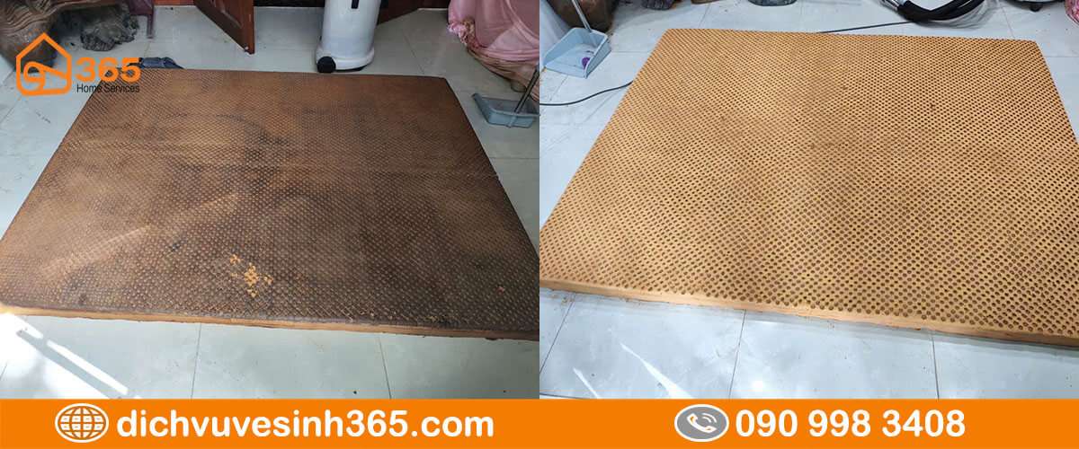 Nệm cũ kỹ được làm mới – trước sau giặt mài