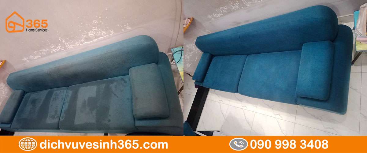 Sofa vải nỉ bẩn và sau khi giặt