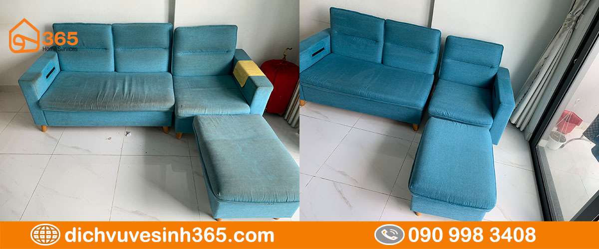 Sofa góc phòng khách trước sau giặt