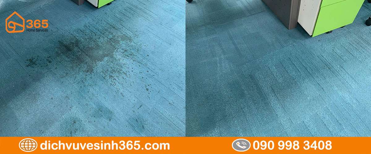 Thảm văn phòng cũ kỹ trước và sau khi giặt sạch
