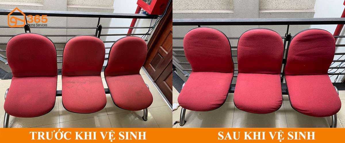 Ghế dài văn phòng trước và sau khi giặt