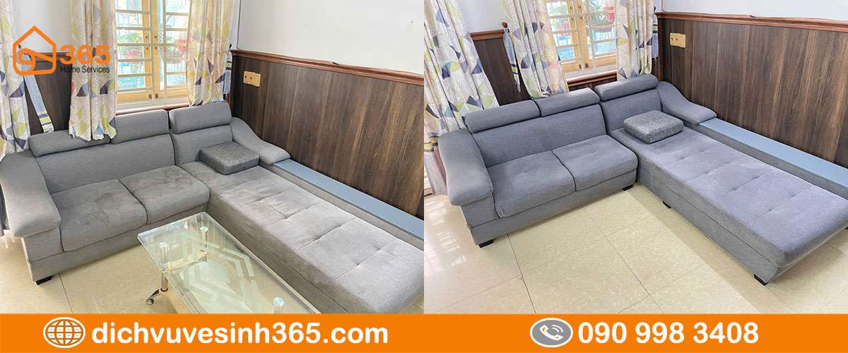 Sofa góc L trước và sau giặt