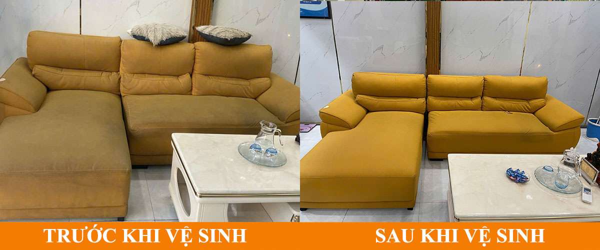 Ghế sofa trước và sau khi giặt sạch tại nhà