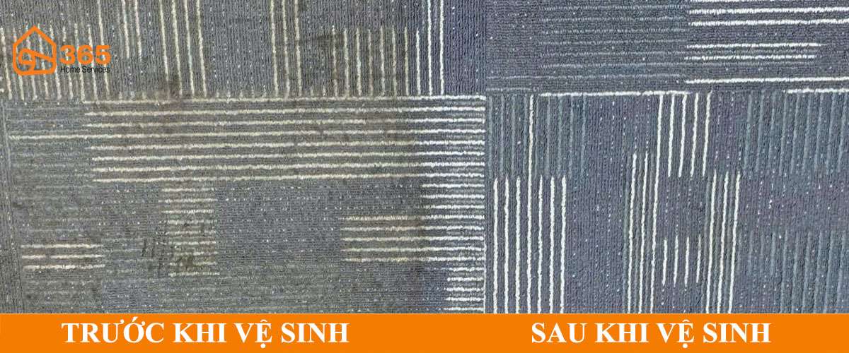 Hình ảnh trước và sau giặt thảm văn phòng nhiều bụi bẩn